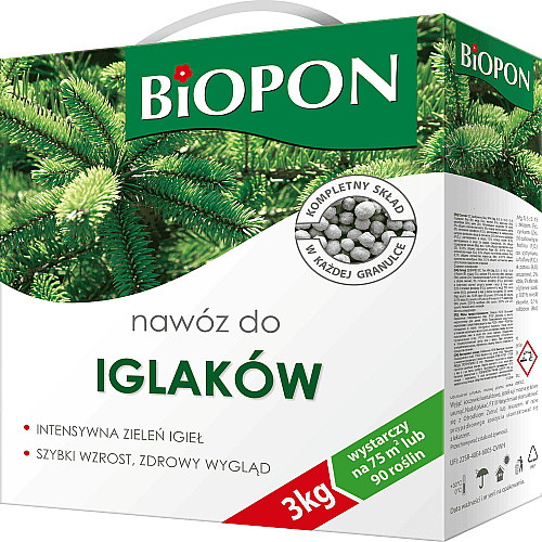 Добриво гранульоване для хвойних рослин, Biopon Польща, коробка 3 кг