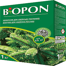 Добриво гранульоване для хвойних рослин, Biopon Польща, коробка 1 кг