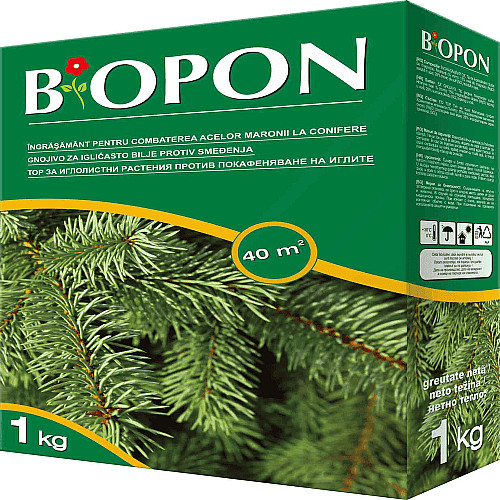 Добриво гранульоване для хвойних рослин проти пожовтіння, Biopon Польща, коробка 1 кг
