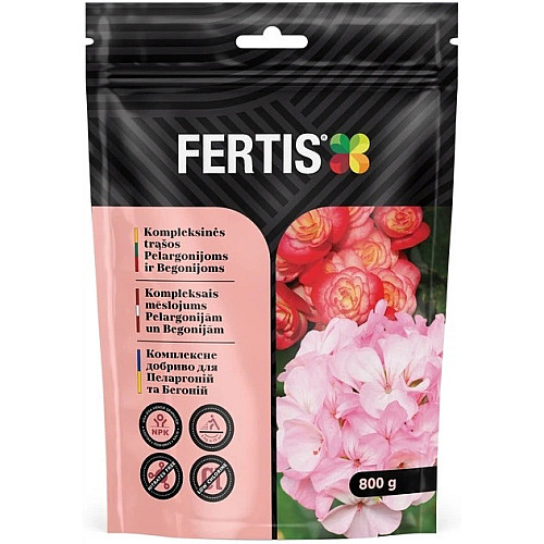 Комплексное минеральное удобрение для пеларгоний и бегоний Fertis без хлора и нитратов 800 г