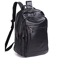 Шкіряний чоловічий рюкзак для ноутбука та поїздок чорний Tiding Bag D3-93438