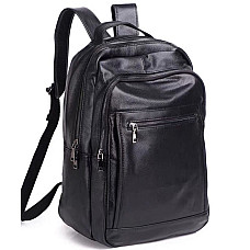 Кожаный мужской рюкзак для ноутбука и поездок черный Tiding Bag D3-93438