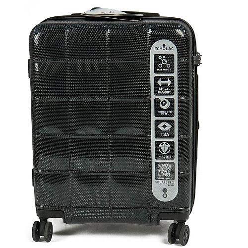 Валіза Echolac Square Pro Чорн. на 4 колесах S (47л,3,6кг) (42x55x23см)