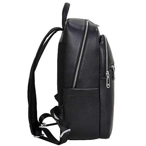 Мужской кожаный рюкзак для поездок и прогулок черный Tiding Bag 75362