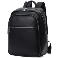 Чоловічий шкіряний рюкзак для поїздок та прогулянок чорний Tiding Bag 75362