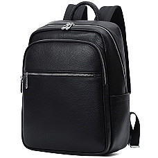 Мужской кожаный рюкзак для поездок и прогулок черный Tiding Bag 75362