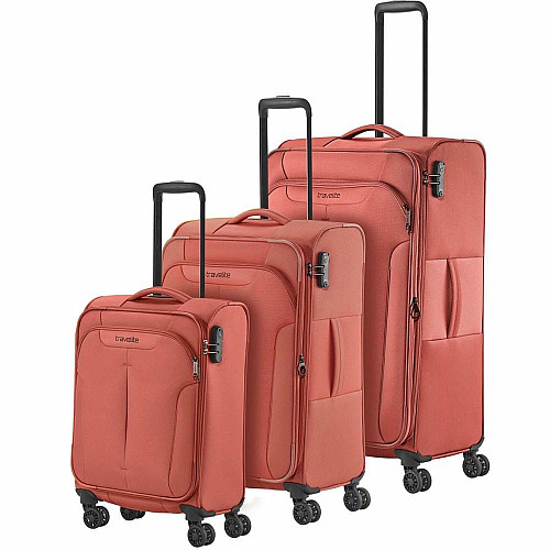 Чемодан Travelite Croatia Coral L exp на 4 колесах, коралловый