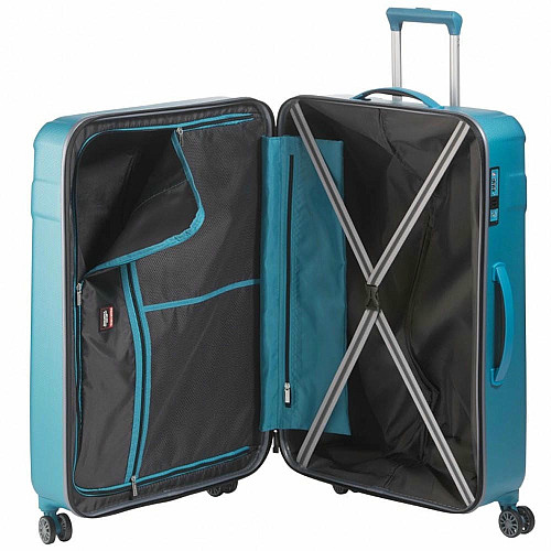 Чемодан Travelite Vector Turquoise L на 4 колесах, голубая