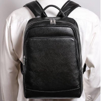Чоловічий рюкзак шкіряний для ноутбука чорний Tiding Bag B2-884371A