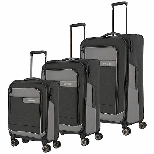 Чемодан Travelite Viia Anthracite S на 4 колесах, серый