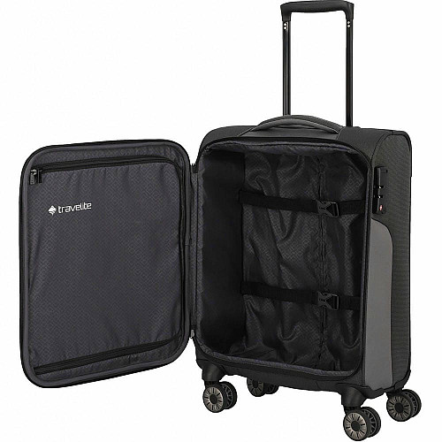 Чемодан Travelite Viia Anthracite S на 4 колесах, серый