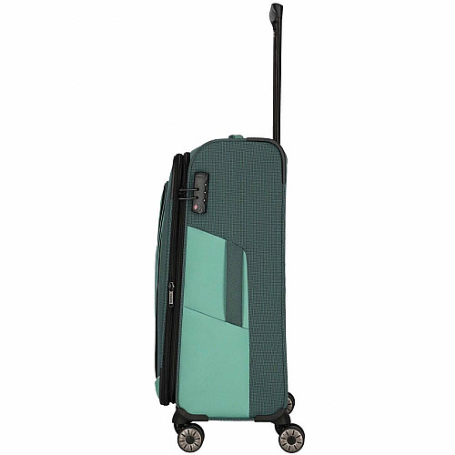 Чемодан Travelite Viia Green L exр на 4 колесах, зеленый