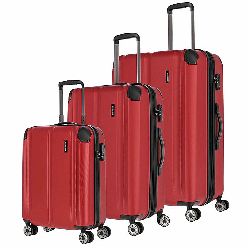 Чемодан Travelite City Red M exp на 4 колесах, красный