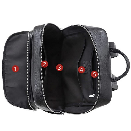 Мужской кожаный рюкзак для поездок и прогулок черный Tiding Bag 75362
