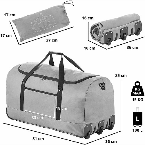 Сумка дорожня на колесах TravelZ Wheelbag 100 Grey (603092)