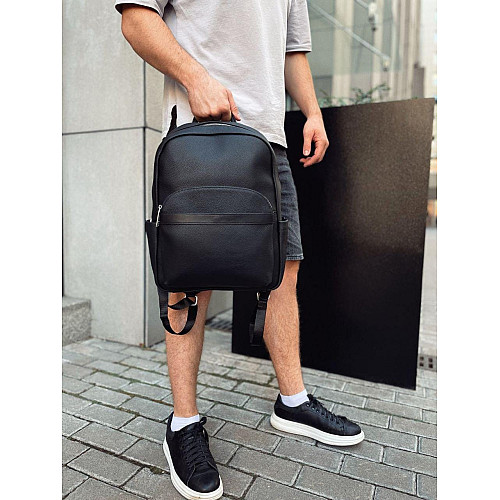 Чоловічий міський шкіряний рюкзак чорний Tiding Bag 60320