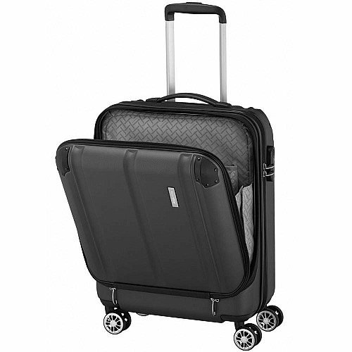 Чемодан Travelite City Anthracite S с карманом д/ноутбука на 4 колесах, серый