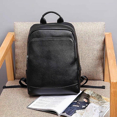 Мужской рюкзак кожаный для ноутбука черный Tiding Bag B2-884371A