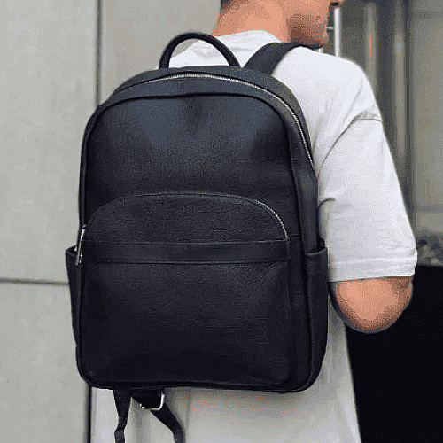 Чоловічий міський шкіряний рюкзак чорний Tiding Bag 60320