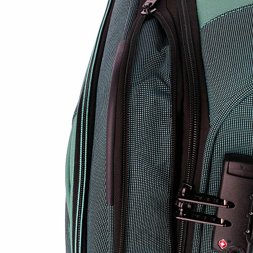 Чемодан Travelite Viia Green L exр на 4 колесах, зеленый