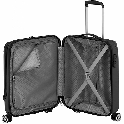 Чемодан Travelite City Anthracite S с карманом д/ноутбука на 4 колесах, серый