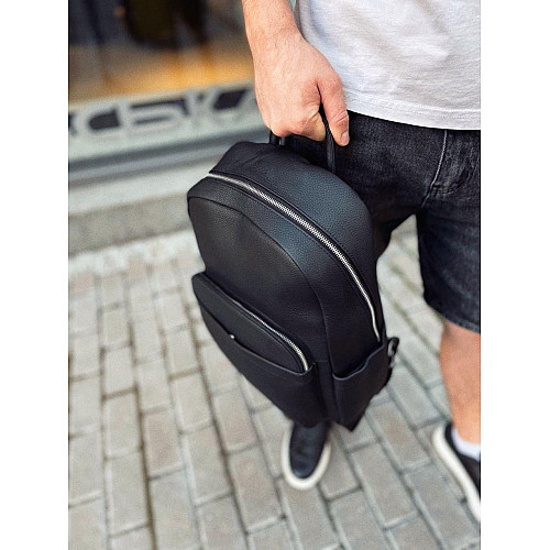 Чоловічий міський шкіряний рюкзак чорний Tiding Bag 60320