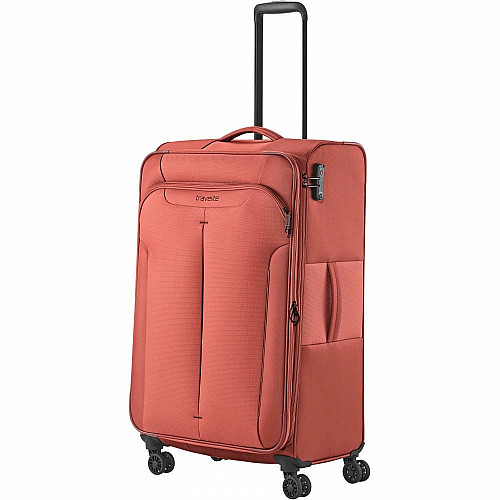 Чемодан Travelite Croatia Coral L exp на 4 колесах, коралловый