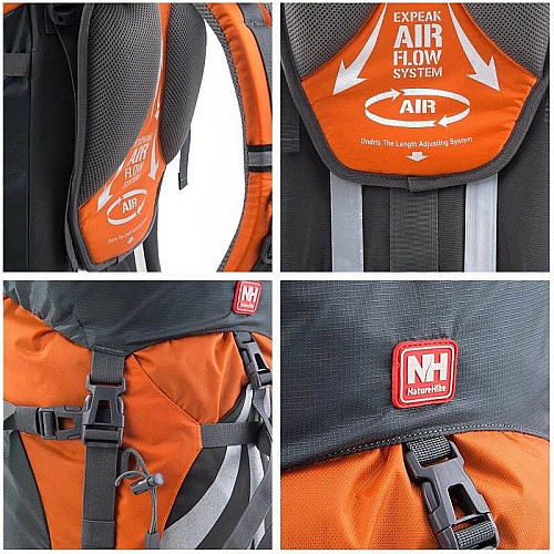 Рюкзак туристичний Naturehike NH70B070-B, 70 л + 5 л, помаранчевий