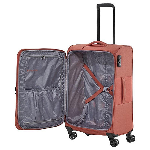 Валіза Travelite Croatia Coral М exp на 4 колесах, коралова