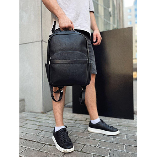 Чоловічий міський шкіряний рюкзак чорний Tiding Bag 60320