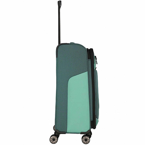 Чемодан Travelite Viia Green L exр на 4 колесах, зеленый
