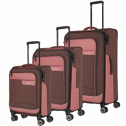 Чемодан Travelite Viia Rose L exр на 4 колесах, розовый