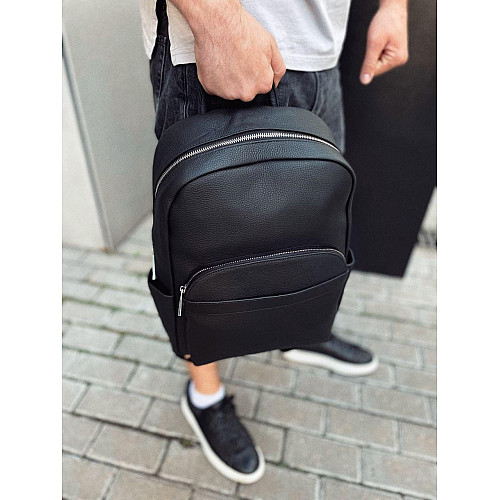 Чоловічий міський шкіряний рюкзак чорний Tiding Bag 60320