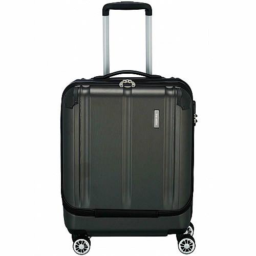 Чемодан Travelite City Anthracite S с карманом д/ноутбука на 4 колесах, серый