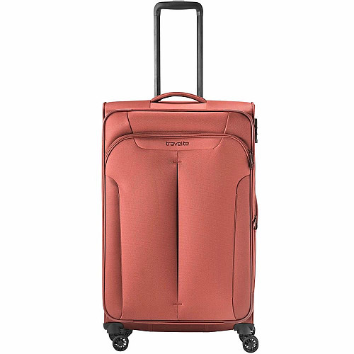 Чемодан Travelite Croatia Coral L exp на 4 колесах, коралловый