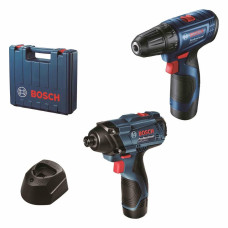 Набор из двух аккумуляторных инструментов Bosch 12В дрель-шуруповерт GSR 120-LI гайковерт ударный GDR 120-LI акб 2х2А·час кейс
