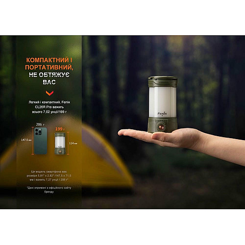 Фонарь кемпинговый Fenix CL26R Pro, темно-зеленый