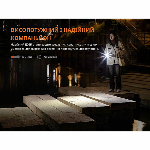 Фонарь наключительный Fenix E06R серый