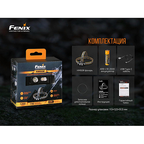 Фонарь налобный Fenix HM60R