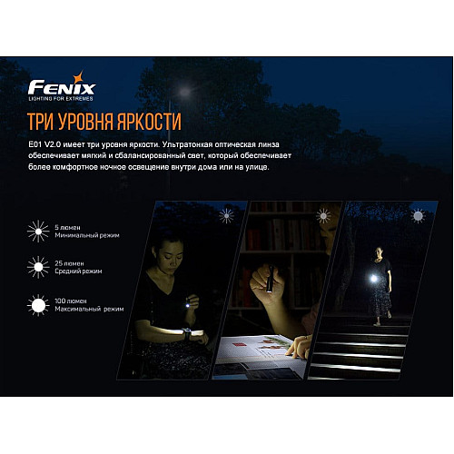 Фонарь ручной Fenix E01 V2.0 голубой