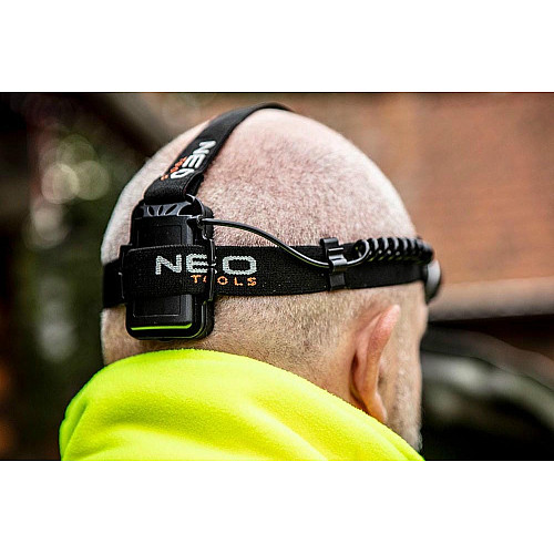 Фонарь налобный на батарейках Neo Tools, AAAх3, 400лм, 5Вт, 3 функции освещения, зум