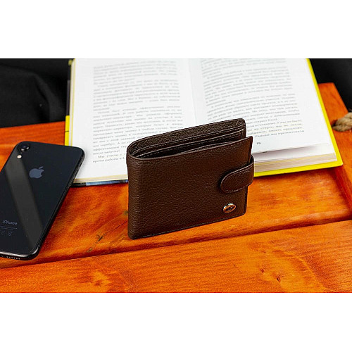 Коричневый мужской портмоне из натуральной кожи с фиксацией ST Leather ST103