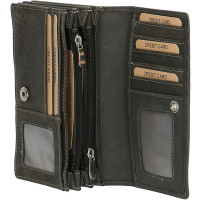 Портмоне Enrico Benetti Leather верт. с отдел. для документов Черн. (15x9x3см)