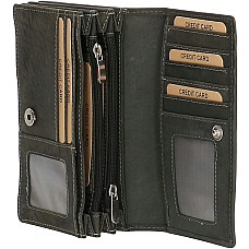 Портмоне Enrico Benetti Leather верт. з відділ. для документів Чорн. (15x9x3см)