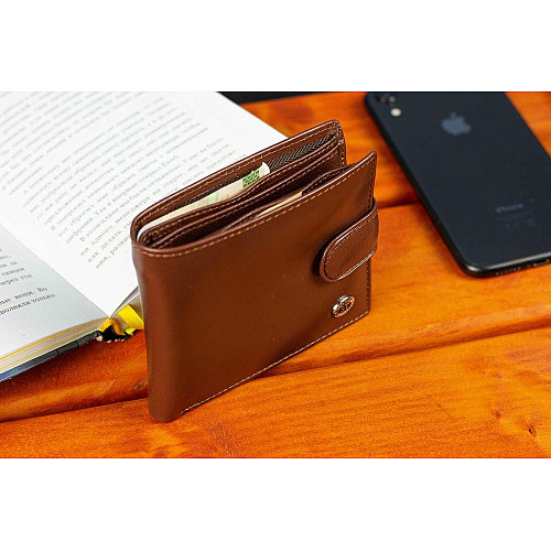 Стильне шкіряне чоловіче портмоне ST Leather В103 Коричневий