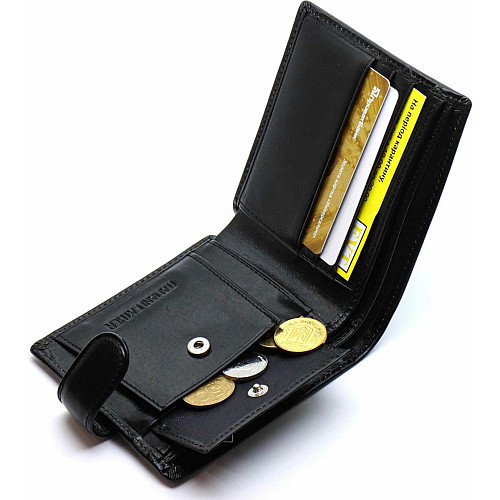 Шкіряне чоловіче портмоне на кнопці ST Leather ST104 Чорний