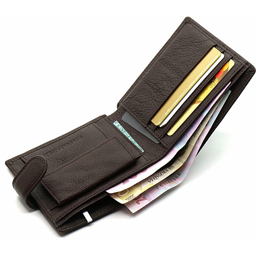 Шкіряне чоловіче портмоне на кнопці ST Leather ST104 Коричневе