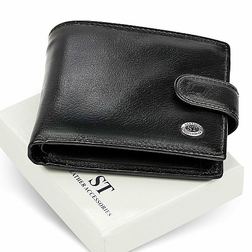 Чоловічий портмоне з натуральної шкіри ST Leather В104 Чорний
