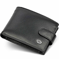 Класичний чоловічий портмоне з натуральної шкіри ST Leather ST102 Чорний