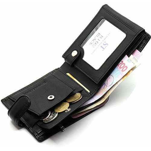 Классический мужской портмоне из натуральной кожи ST Leather ST102 Черный